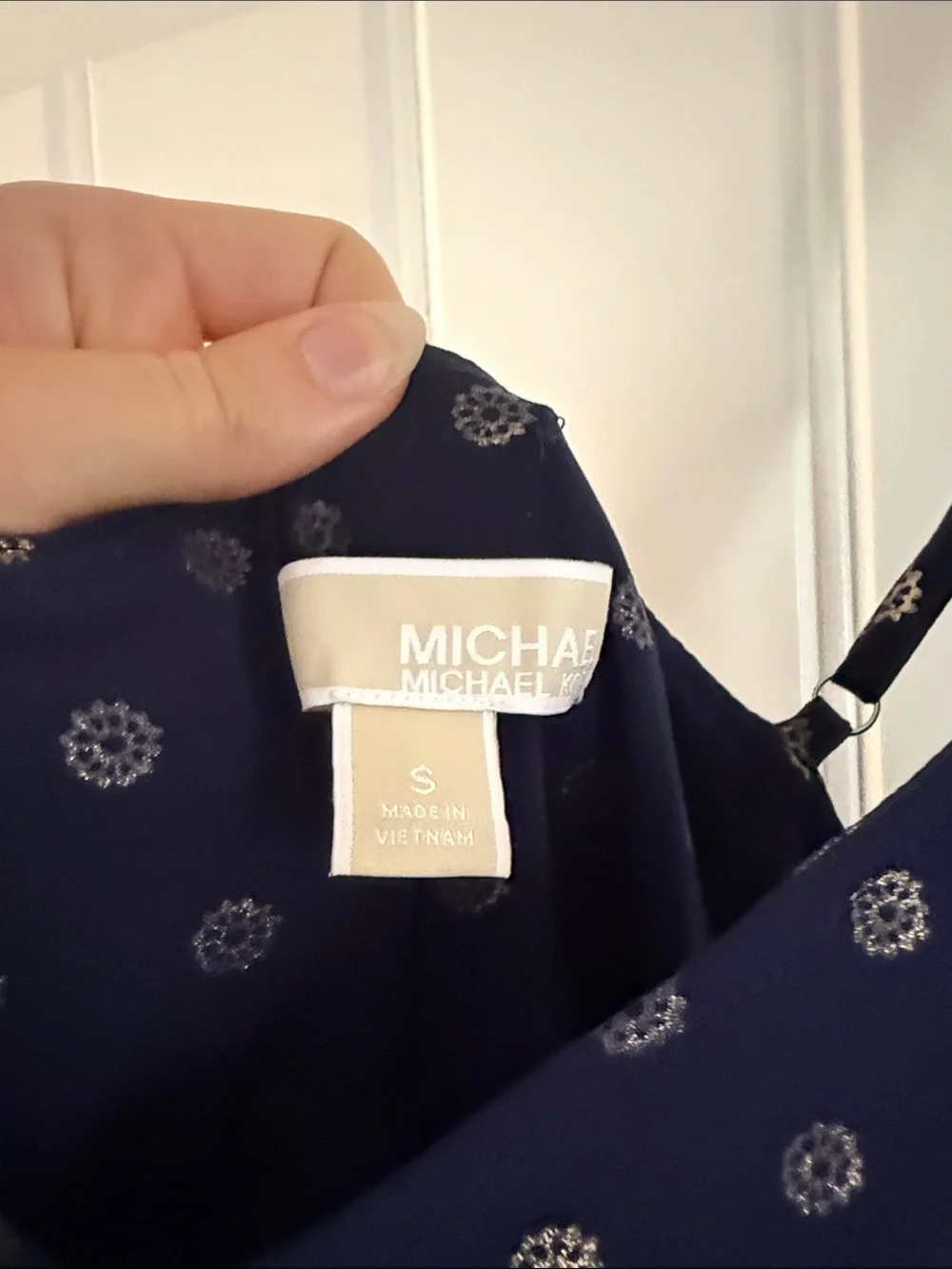 Michael Kors Navy Maxi Dress with Gold Dots